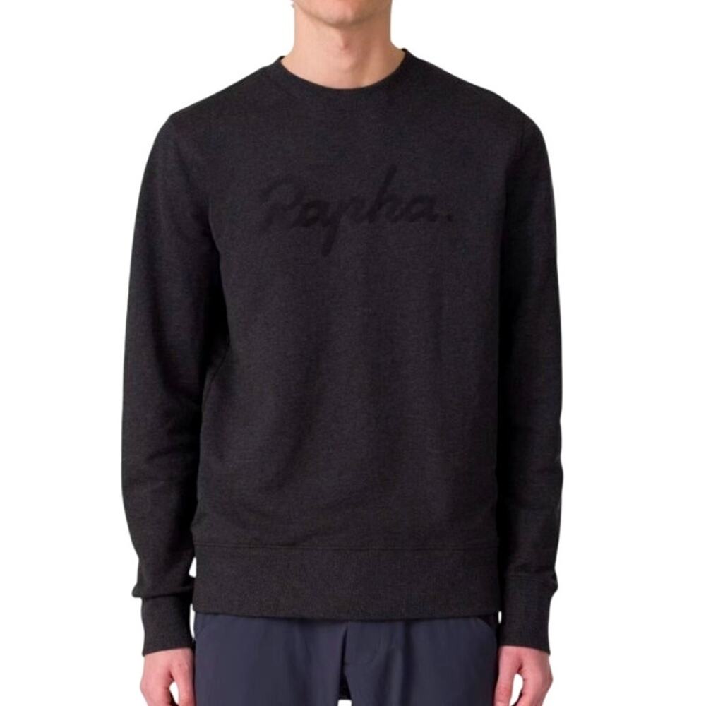 Rapha Chain Stitch Crew Neck Cotton Logo Sweatshirt Black Men's Medium